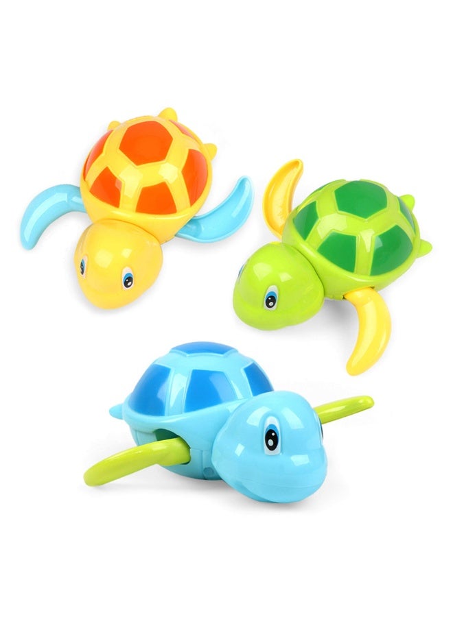 LEBOCADO [Pack of 3] Baby Bath Toys - Cute Wind-Up Swimming Turtle Water Toys for Toddlers & Kids (1-5 Years), BPA-Free Floating Bathtub & Pool Toys for Boys & Girls - Image 1