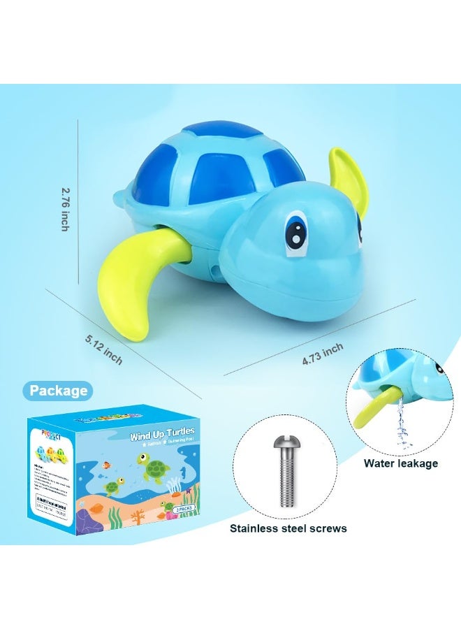 LEBOCADO [Pack of 3] Baby Bath Toys - Cute Wind-Up Swimming Turtle Water Toys for Toddlers & Kids (1-5 Years), BPA-Free Floating Bathtub & Pool Toys for Boys & Girls - Image 5