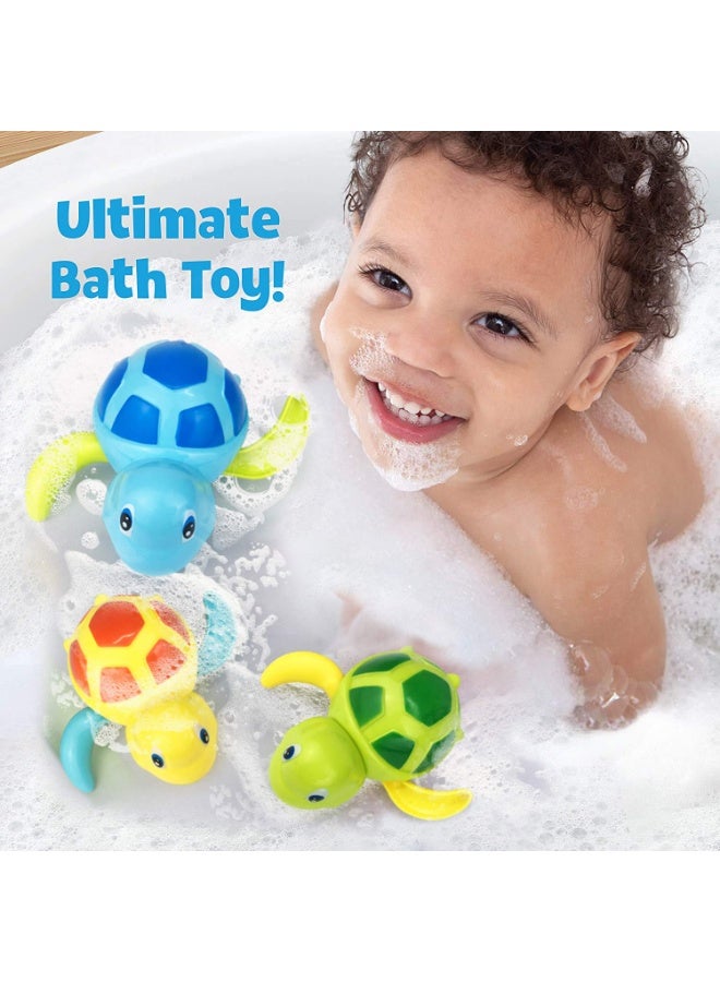 LEBOCADO [Pack of 3] Baby Bath Toys - Cute Wind-Up Swimming Turtle Water Toys for Toddlers & Kids (1-5 Years), BPA-Free Floating Bathtub & Pool Toys for Boys & Girls - Image 2