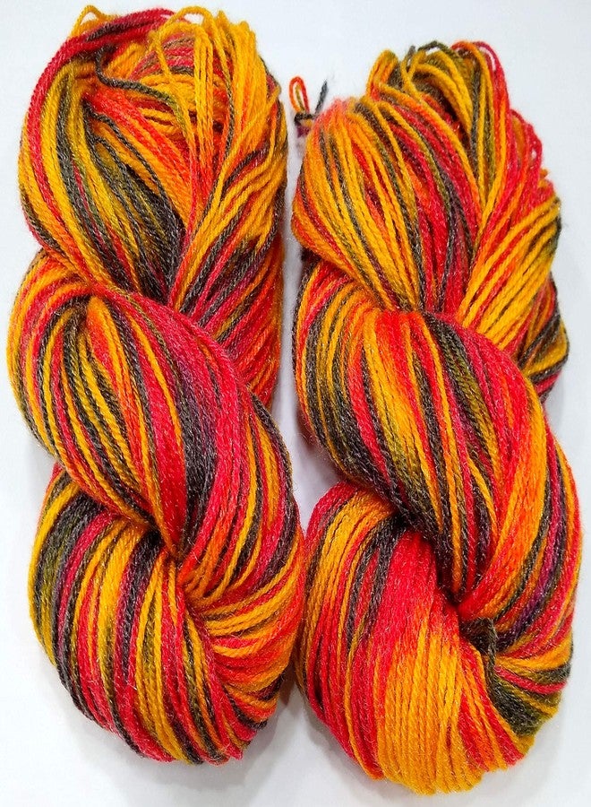 Oswal Knitting Yarn Wool Multi Orange Yellow Black 400gm. Woolen Crochet Yarn Thread. Wool Yarn for Knitting. Woolen Thread. - Image 1