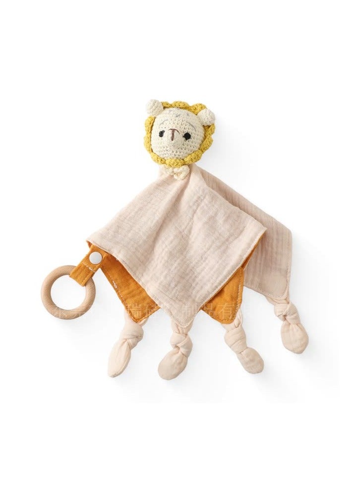 Generic Cross-border baby appeasement towel, baby can bite towel, crochet doll, ringing bell, newborn sleeping toys,Lion - Image 1