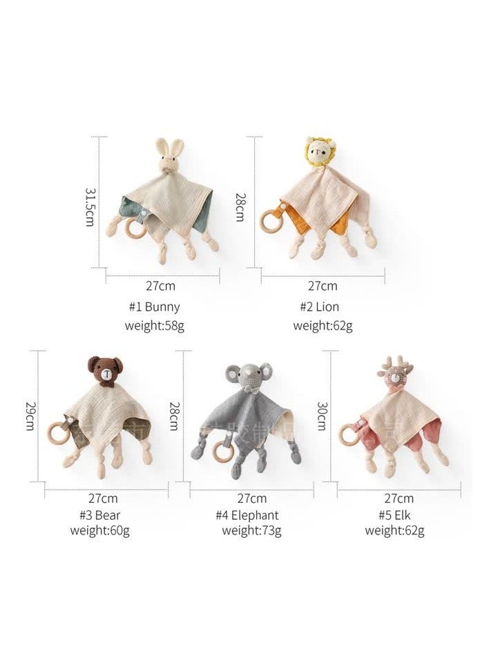 Generic Cross-border baby appeasement towel, baby can bite towel, crochet doll, ringing bell, newborn sleeping toys,Lion - Image 2