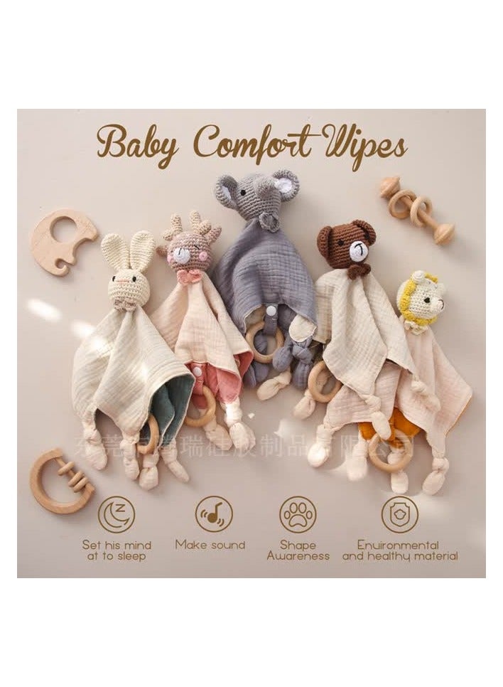 Generic Cross-border baby appeasement towel, baby can bite towel, crochet doll, ringing bell, newborn sleeping toys,Lion - Image 3