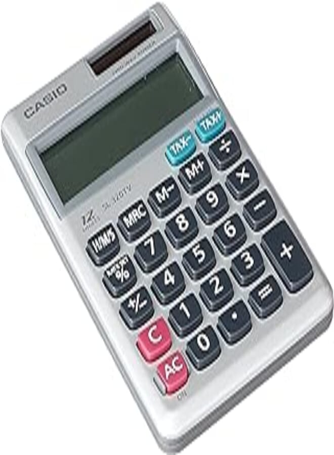 Casio sl-320tv-w-dp digital portable calculator - silver