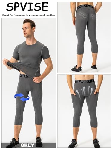 SPVISE 3/4 Compression Pants Men Leggings Sports Tights Performance Athletic Baselayer Workout Running Gym Basketball Tights - Image 3