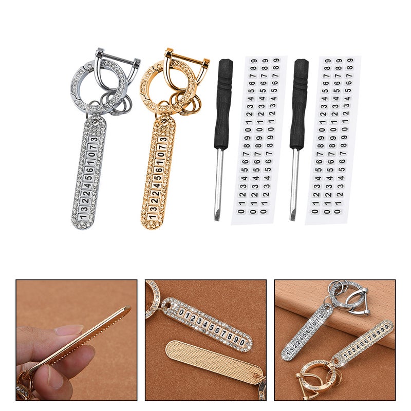 2 Pcs Car Key Chains Key Pendants Rhinestone Key Keychains - Image 2