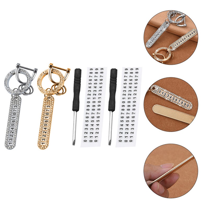 2 Pcs Car Key Chains Key Pendants Rhinestone Key Keychains - Image 1