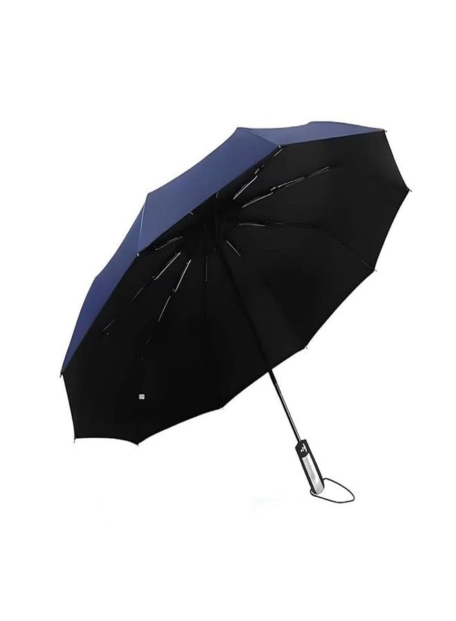 PUSHKH Compact Travel Umbrella Automatic Open and Folding Windproof Umbrella Portable for Outdoor Waterproof Rain Umbrella with Sun Protection & UV Protection, Blue - Image 1