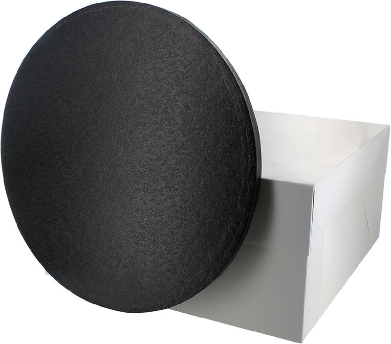 Culpitt Black Board & Box Set | 8" | White Cake Box & Drum, Box And Cake Board, Storage & Transport Combo - Image 1