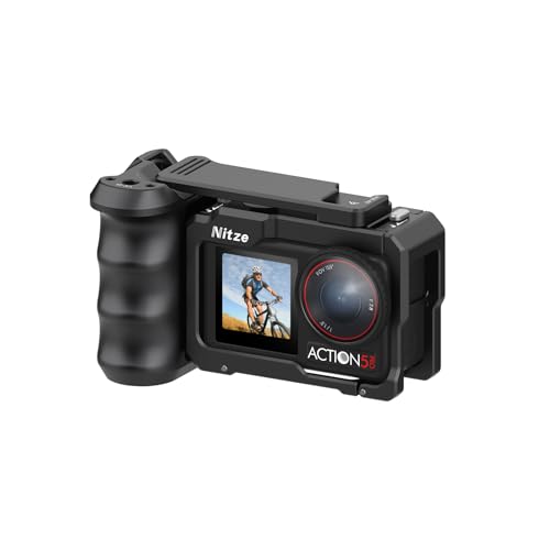 Nitze Street Snap Grip Kit for DJI Osmo Action 5 ProAction 4Action 3 Metal Xplorer Grip Kit with Cage Ergonomic Street Grip Wrist Strap and Cold Shoe Shutter Button TD04B - Image 1