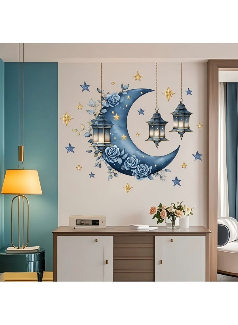 Beauenty Festival moon lantern decoration stickers star glass stickers wall stickers 60*40cm - Image 1