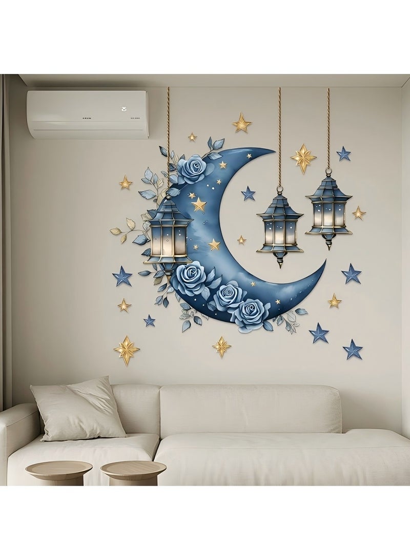 Beauenty Festival moon lantern decoration stickers star glass stickers wall stickers 60*40cm - Image 2