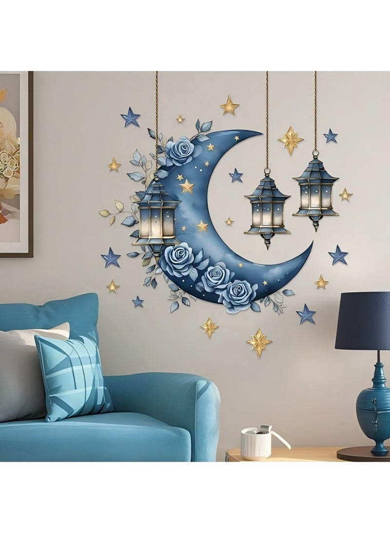 Beauenty Festival moon lantern decoration stickers star glass stickers wall stickers 60*40cm - Image 4