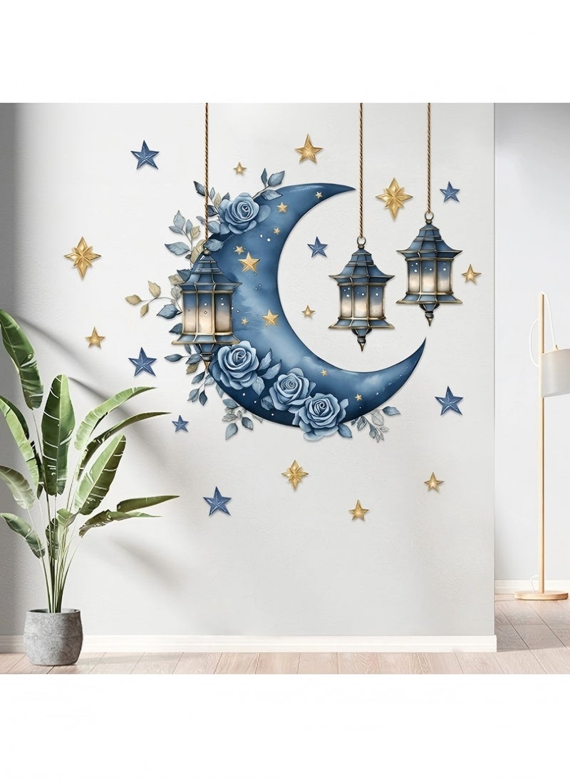 Beauenty Festival moon lantern decoration stickers star glass stickers wall stickers 60*40cm - Image 3