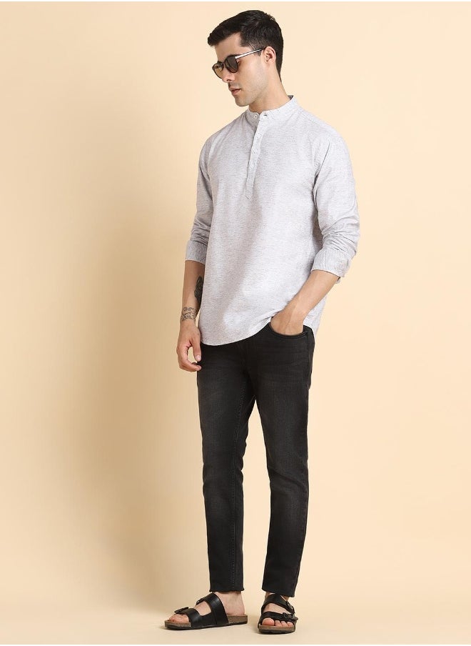 Dennis Lingo - Grey Casual Shirt for Men, 100% Cotton, Regular Fit - Image 1