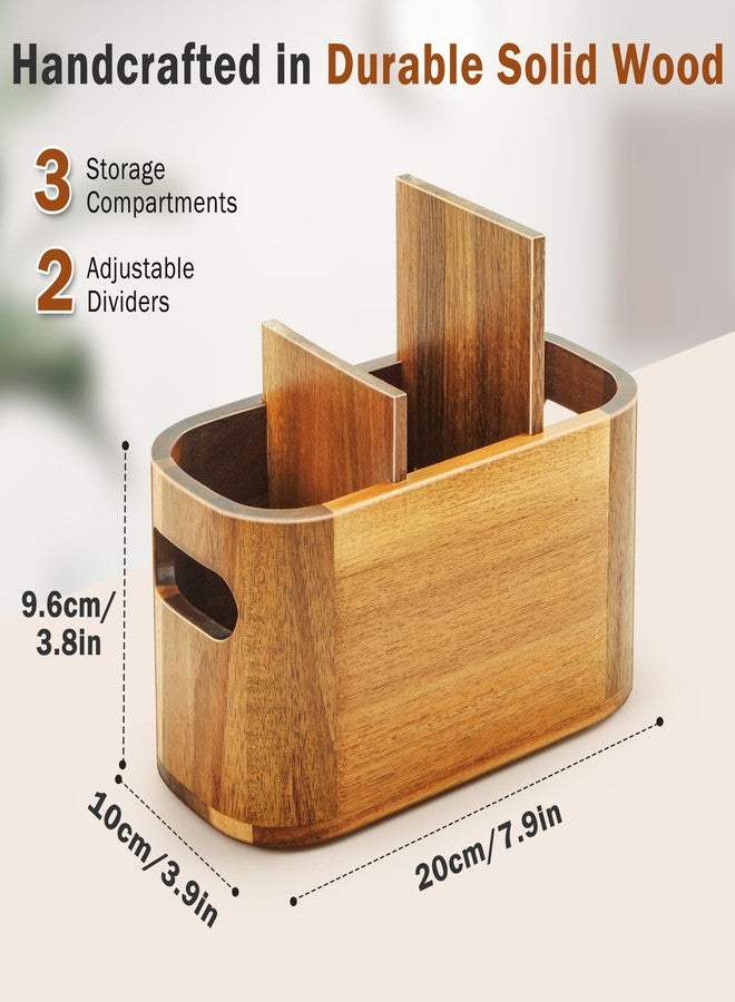 SWKHDKX Acacia Wooden Pen Holder, Pencil Holder Cups for Desk Makeup Storage Countertop, Remote Control Silverware Holder Office School Supplies Organizer - Image 4