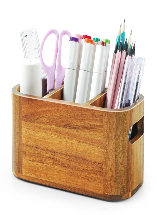 SWKHDKX Acacia Wooden Pen Holder, Pencil Holder Cups for Desk Makeup Storage Countertop, Remote Control Silverware Holder Office School Supplies Organizer - Image 1