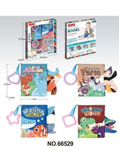 Generic Baby Cloth Book Parent-Child Interactive Teaching Baby Early Education Toy With Animal Tail Baby Cloth Book Washable-Color:Four In A Box-Specifications:Color Box Specifications: 24.5*2.5*27.5cm  - Image 1