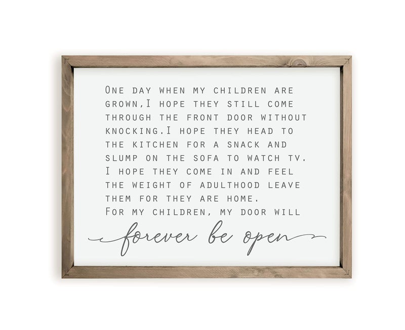 MRC Wood Products My Door Will Forever Be Open Framed Grandparent Wood Farmhouse Wall Sign 12x15 