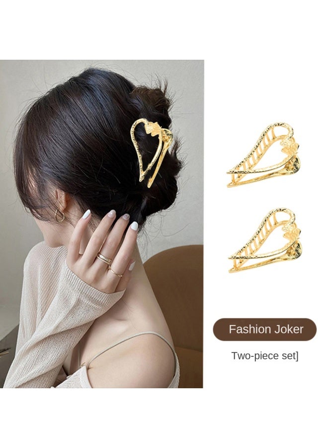 pincai 2-piece Set~summer Irregular Heart Hollow Out Hair Claw High-end Back Of The Head Updo Hair Claw Clip Hairpin Hair Accessories - Image 3