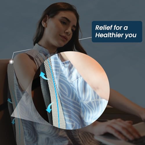 Sleepsia Back Support for Office Chair with 1 Year Warranty Lumbar Support Pillow for Office Chair for Back Pain, Car Seat, Memory Foam (Grey/Black Lumbar Back Support (Gel Ventilated)) - Image 5