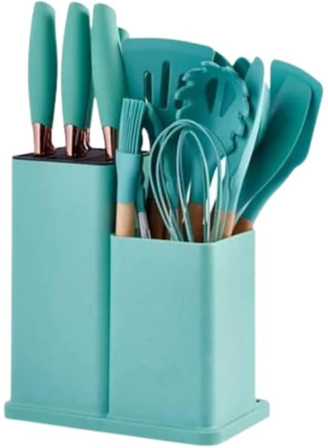 Food serving set with silicone spoons, practical organization for the table and kitchen – serving food easily and comfortably Ka (Turquoise) - Image 4