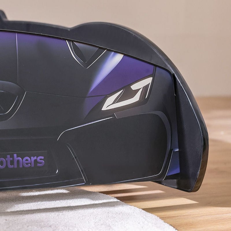 DANUBE HOME Cugo Brothers 90X190 Car Bed | Modern Design Wooden Kids Bed Frame Furniture | Comfortable Bed (Mattress Not Included) - Purple & Black - Image 5