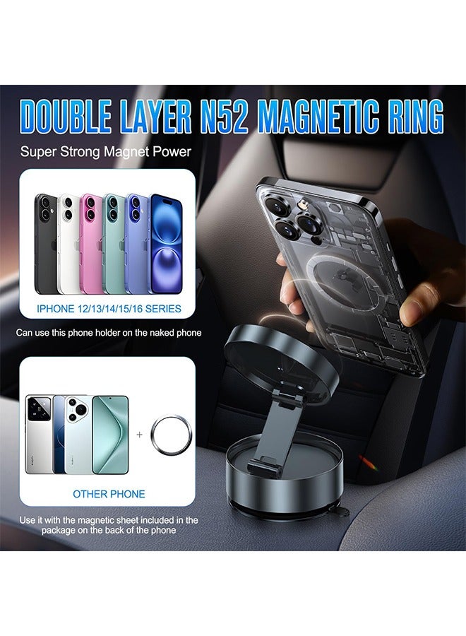 Vacuum Adsorption Magnetic Phone Holder, Vacuum Magnetic Suction Phone Mount, Magnetic Phone Holder, 360 Rotatable and Foldable Car Magnetic Phone Holder, Universal for Car/Gym/Mirror  - Image 5
