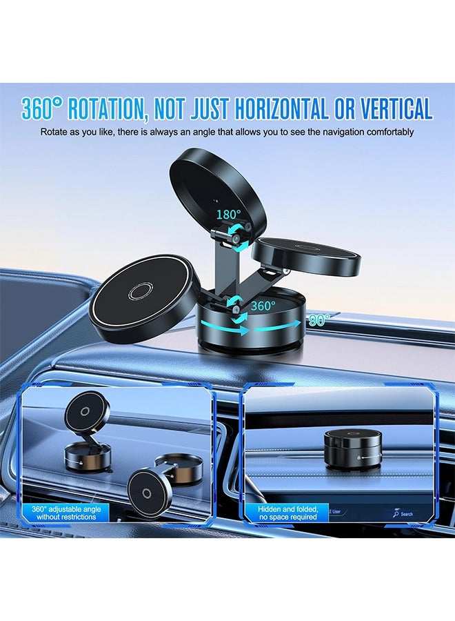 Vacuum Adsorption Magnetic Phone Holder, Vacuum Magnetic Suction Phone Mount, Magnetic Phone Holder, 360 Rotatable and Foldable Car Magnetic Phone Holder, Universal for Car/Gym/Mirror  - Image 2