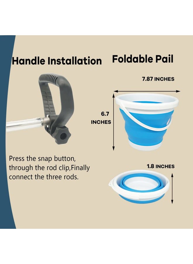 MEEGOON Sand Fleas Rake, Stainless Steel Sand Sifter, Detachable 47 Inches Long Handle, Collapsible Shark Tooth Sifter for Beach,Sand Crab Catcher with Foldable Pail . - Image 4