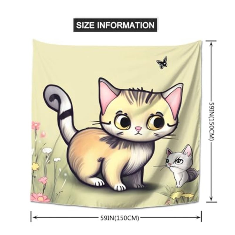 Cat and Butterfly Print decorative tapestry, suitable for wall decoration in living rooms and bedrooms - Image 3