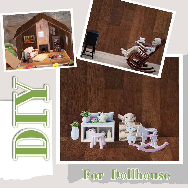 Flutesan 12 Pcs Miniature Dollhouse Wallpaper and Flooring Peel and Stick Mini DIY Self Adhesive Dollhouse Accessories 8.27 x 11.69 Inch (Elegant Style) - Image 4
