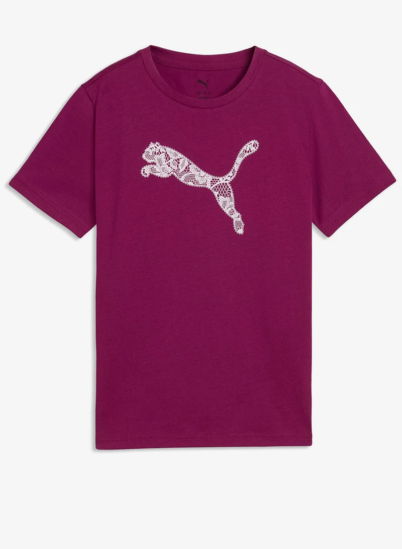 Youth Graphic Lace Cat T-Shirt