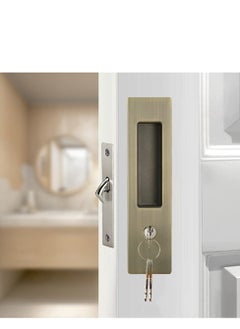 Y&D 6.3 Privacy Pocket Door Lock Hardware with Key Recessed Sliding Mortise Lock, Double Barn Invisible Furniture for 38mm 55mm Thickness Bronze  - Image 2