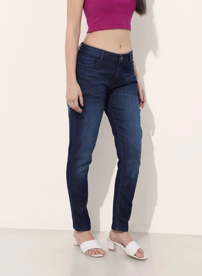 Freehand  Women Slim Fit Solid Mid Rise Jeans  | Best Price UAE