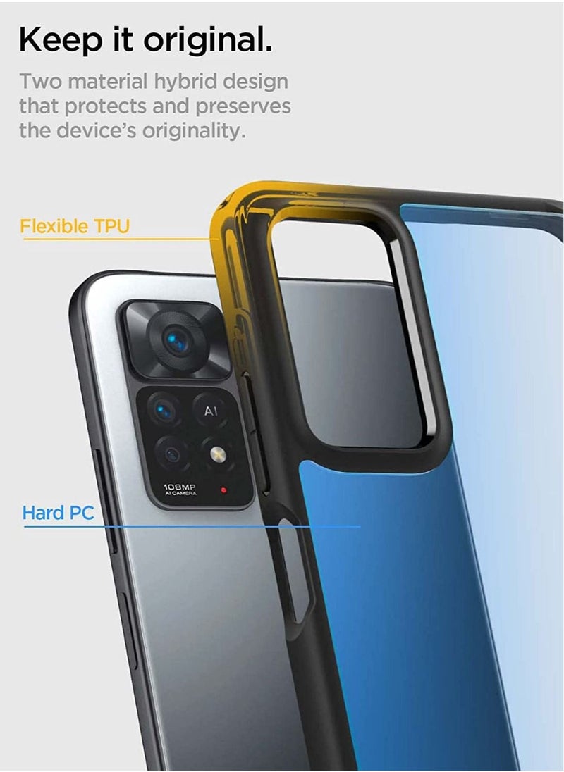 Spigen Ultra Hybrid Case Cover for Xiaomi Redmi Note 11 PRO and Redmi Note 11 Pro 5G - Matte Black  - Image 4