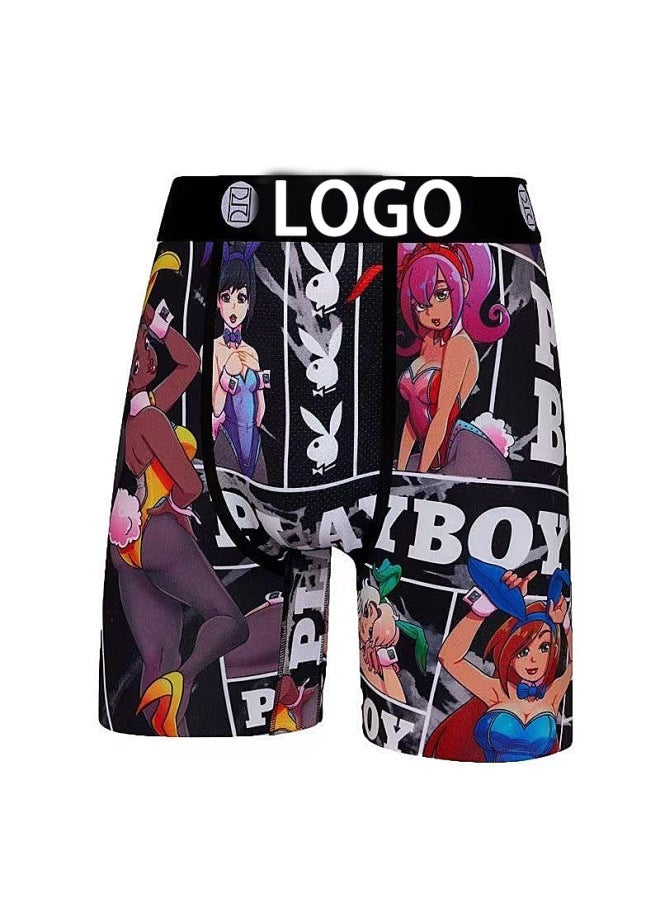 [exclusively For Psd Same Style Underwear Men's Graffiti Boxer Briefs Printed Cartoon Running Boxer Briefs