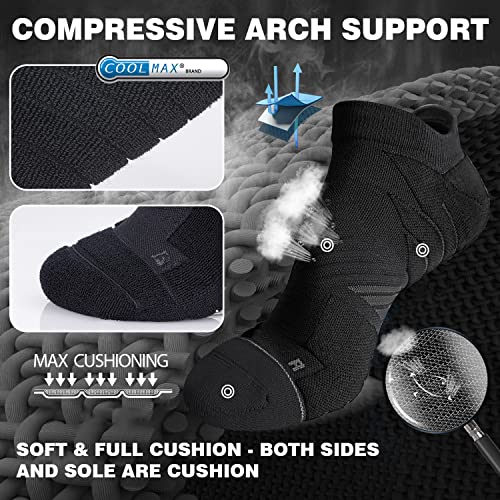 Hylaea Mens Sports Socks, Running Socks Women No Show No Blister, Moisture Wicking Coolmax Breathable socks for Athletic Workout Walking Golf Black Medium - Image 5