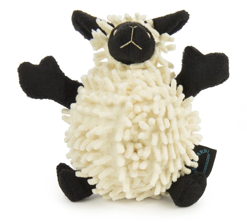 goDog Fuzzy Wuzzy Lamb Squeaky Plush Dog Toy, Chew Guard Technology - Assorted, Small - Image 1