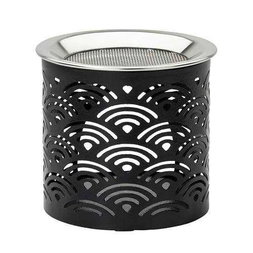 Handcrafted Black Iron Incense Burner Height 236 inch with Exchangeable Stainless Steel Incense Sieve for Safe Burning with Tealight Aromatic Censer and Essential Oils Holder