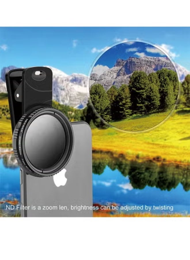 NEEWER 37mm Clip On ND2-ND400 Phone Lens ND Filter Kit: Adjustable Neutral Density Filter with Phone Clip Compatible with iPhone 14/14Pro/14Pro Max Samsung Android Smartphones iPad and More - Image 4