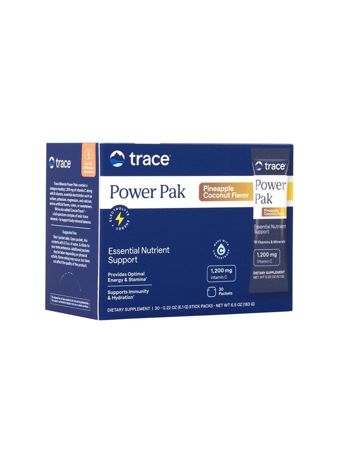 Trace Minerals Power Pak - Health Support Supplement with Vitamins & Minerals - Power Packet Aids Immune Health & Hydration - Mix Powder Supports Bodily Functions - Pineapple Coconut (30 Servings) - Image 1