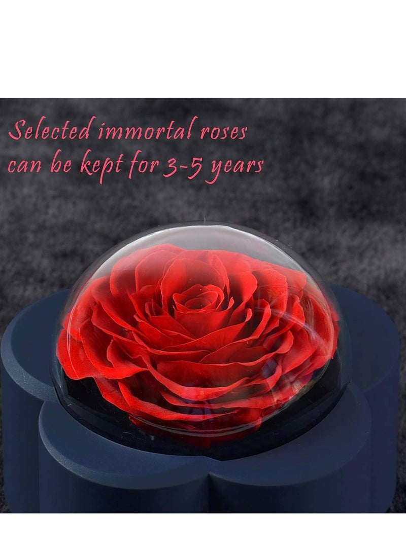 GUDOO زهور الورد المحفوظة في صندوق المجوهرات للنساء إلى الأبد زهور الورد الأبدي كهدية لذكرى عيد الميلاد - Image 2