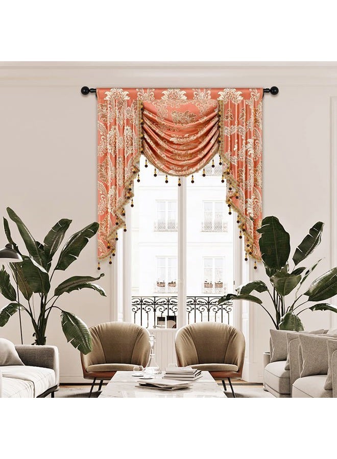 ELKCA Gold Jacquard Valance for Living Room Damask Kitchen Damask 1 Panel - Image 1