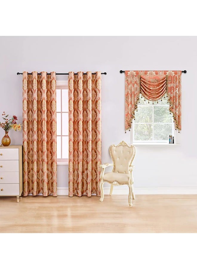ELKCA Gold Jacquard Valance for Living Room Damask Kitchen Damask 1 Panel - Image 2