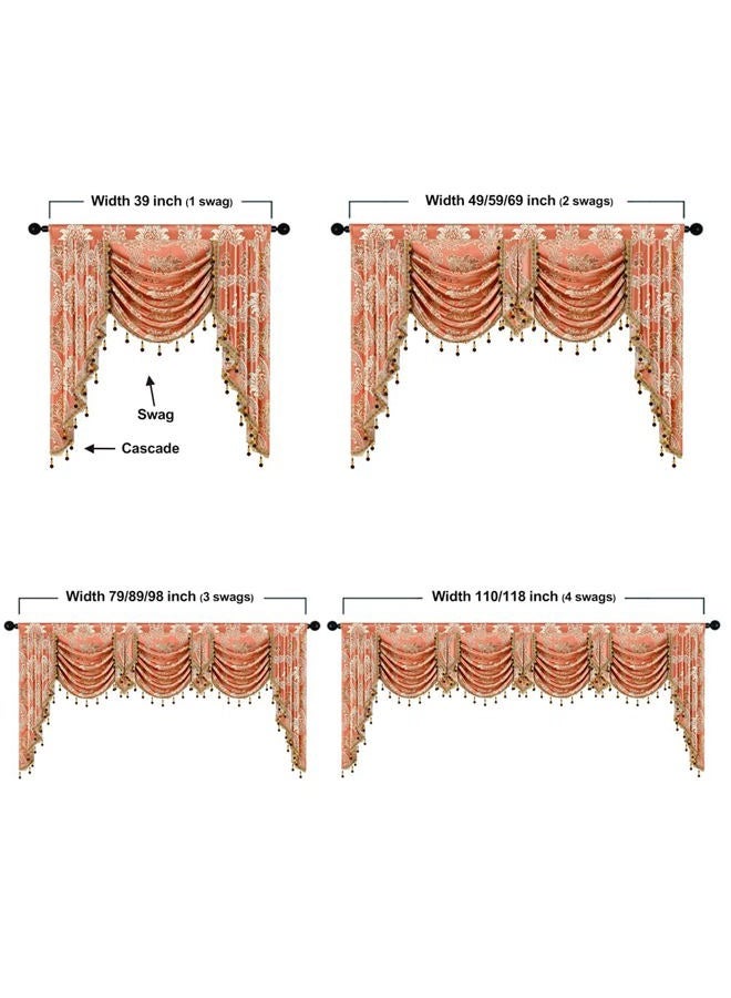 ELKCA Gold Jacquard Valance for Living Room Damask Kitchen Damask 1 Panel - Image 5