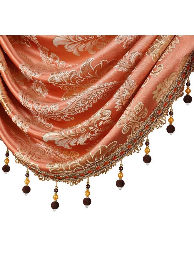 ELKCA Gold Jacquard Valance for Living Room Damask Kitchen Damask 1 Panel - Image 3