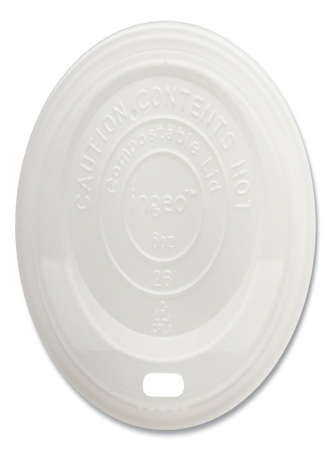 World Centric Pla Lids For Hot Cups, Fits 8 Oz Cups, White, 1,000/carton - Image 1