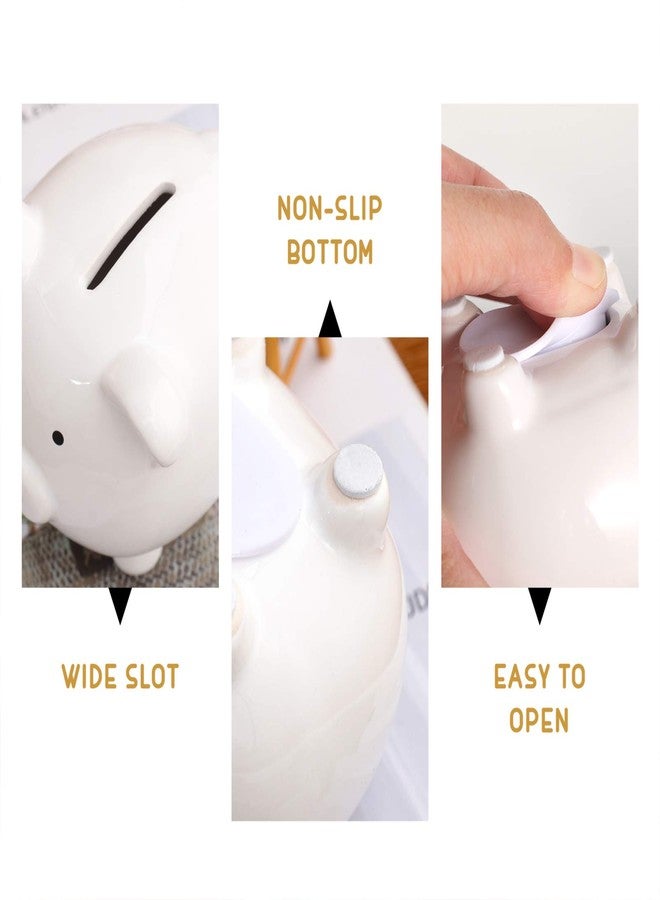 IMIKEYA Adorable Ceramic Piggy Bank Money Saving Pot for Boy Girl White Coin Bank for Decor and Present Choice - Image 4