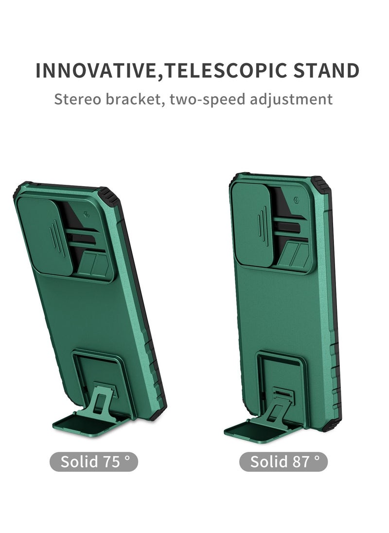 Samsung Galaxy A54 5G Green Mobile Phone Case Cover, Innovative Telescopic Bracket, Sliding Protection Camera Window, Bumper Shockproof Phone Back Cover